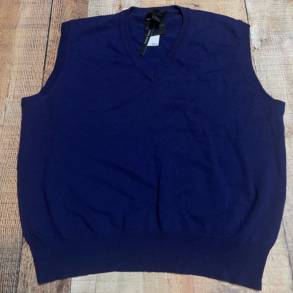 Magaschoni Sweater Vest Men's Large Blue Wool.